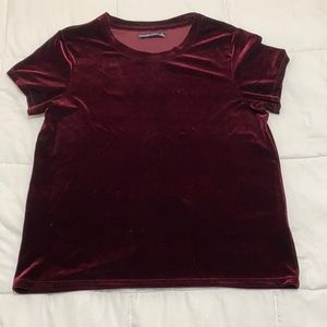 Abercrombie and Fitch burgundy velour T-shirt.